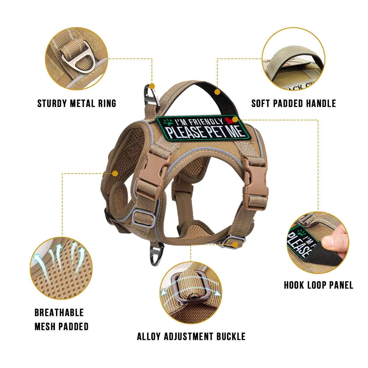 Arnés táctico para perros pequeños: chaleco para perros de servicio militar con mango vertical y chaleco reflectante para adiestramiento al aire libre