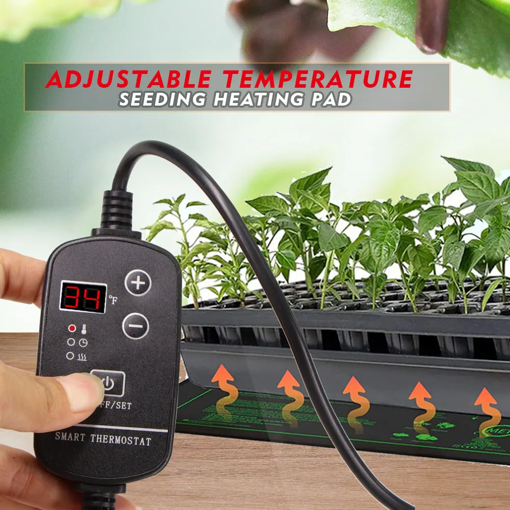 7-100W Jardín 16 ℃   hasta 45 ℃   Estera calefactora de plántulas con termostato ajustable para plantas de invierno, almohadilla calefactora para vivero, cultivo de germinación de semillas