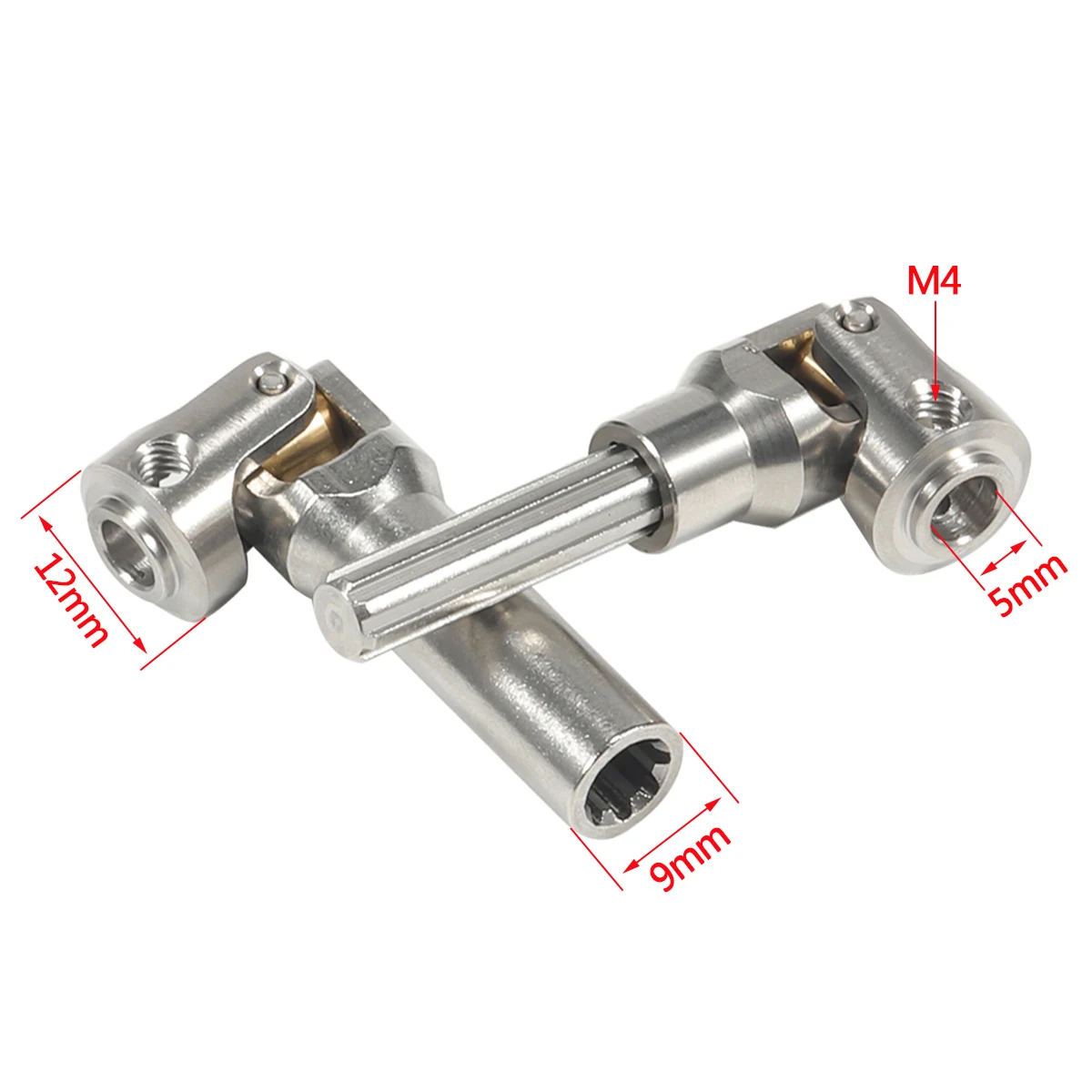 Eje de transmisión de acero inoxidable, eje de transmisión de junta Universal de 5mm para 1/10 RC Rigs Crawler SCX10 Pro TRX4 High Trail TF2 VS4-10 CC02