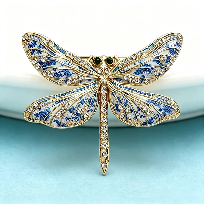 Wuli&baby Hermosos broches de libélula para mujer, unisex, 3 colores, con diamantes de imitación, insectos, broches para fiesta de oficina, regalos
