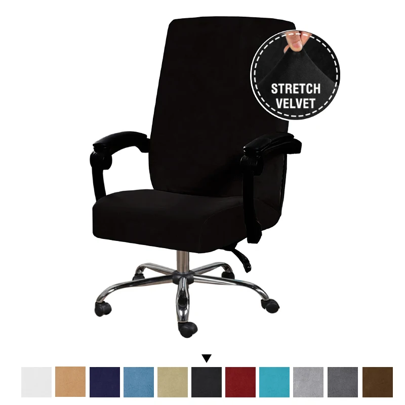 Fundas de terciopelo para silla de oficina en casa, fundas elásticas para silla de escritorio de ordenador, espalda media-alta, fundas universales para silla de jefe ejecutivo