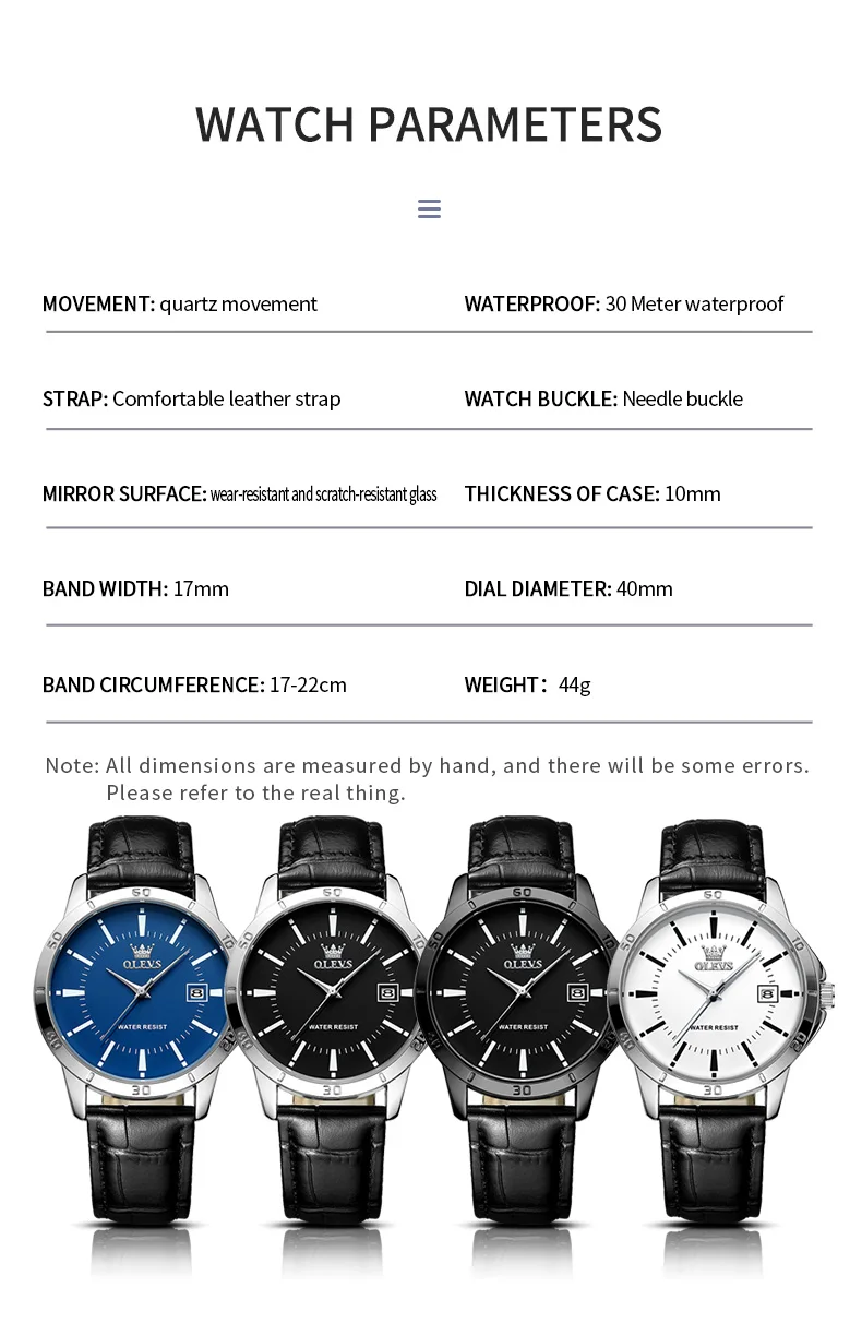 Reloj OLEVS para hombre, correa de cuero de moda, reloj de cuarzo resistente al agua para hombre, calendario sencillo, relojes de pulsera de vestir para hombre, exfoliante nuevo