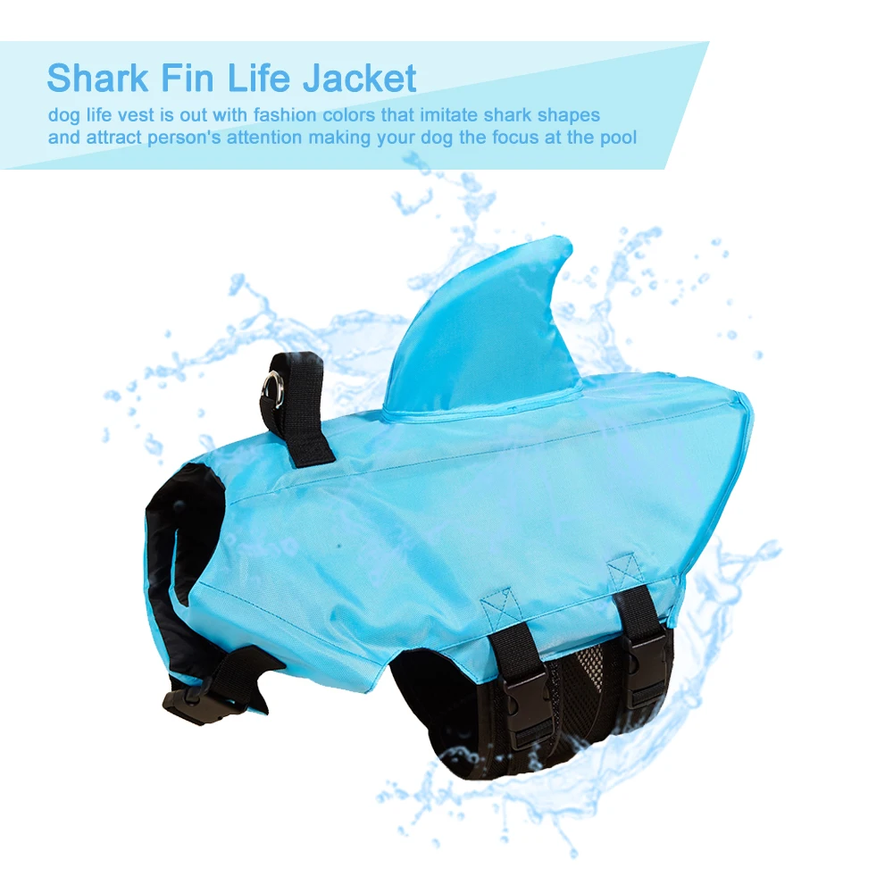 Chaleco salvavidas para perros tiburones, flotabilidad mejorada, ropa de natación para perros pequeños, chaleco de seguridad con asa para perros medianos y grandes, surf