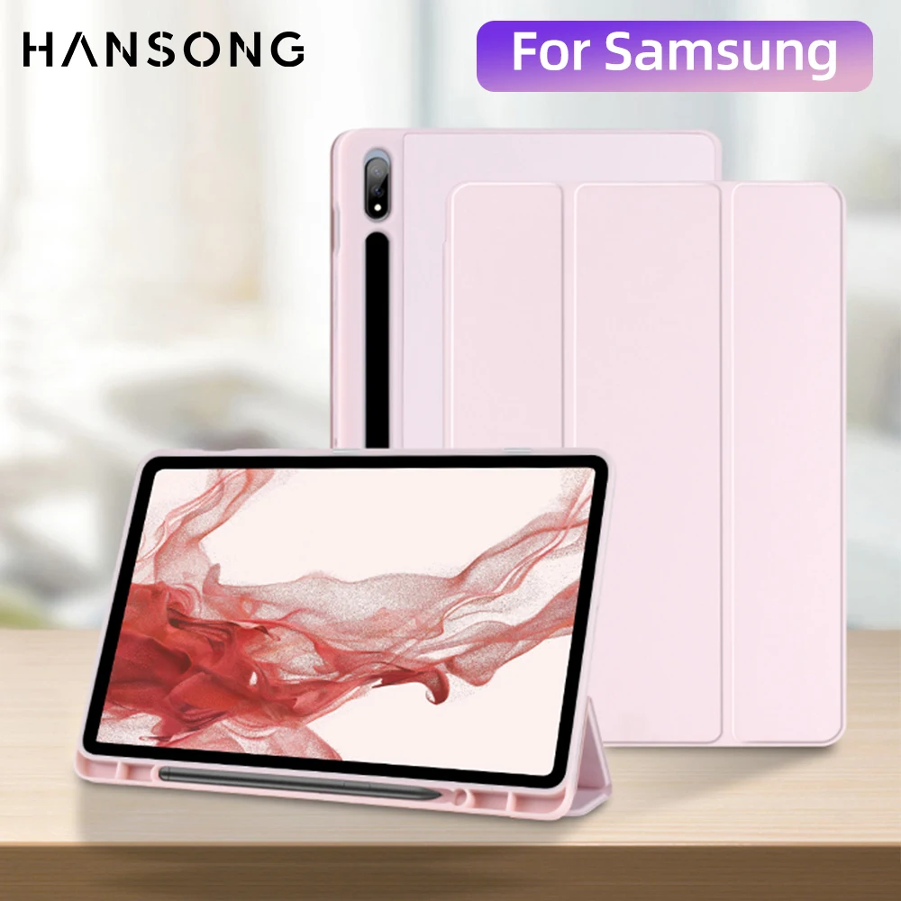 Para Samsung Galaxy Tab funda para Tab S8 Ultra 14,6 S8 Plus S7 Plus S7 FE 12,4 S7 S8 11 S6 Lite 10,4 con ranura para bolígrafo funda para tableta