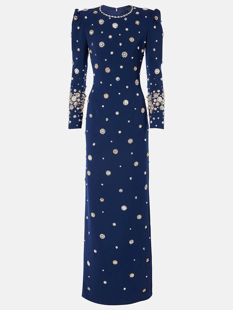 Vestido Largo de Fiesta de Diseñador, Última Moda 2026, Vestido Largo Formal de Manga Larga con Cuentas de Lujo para Mujer