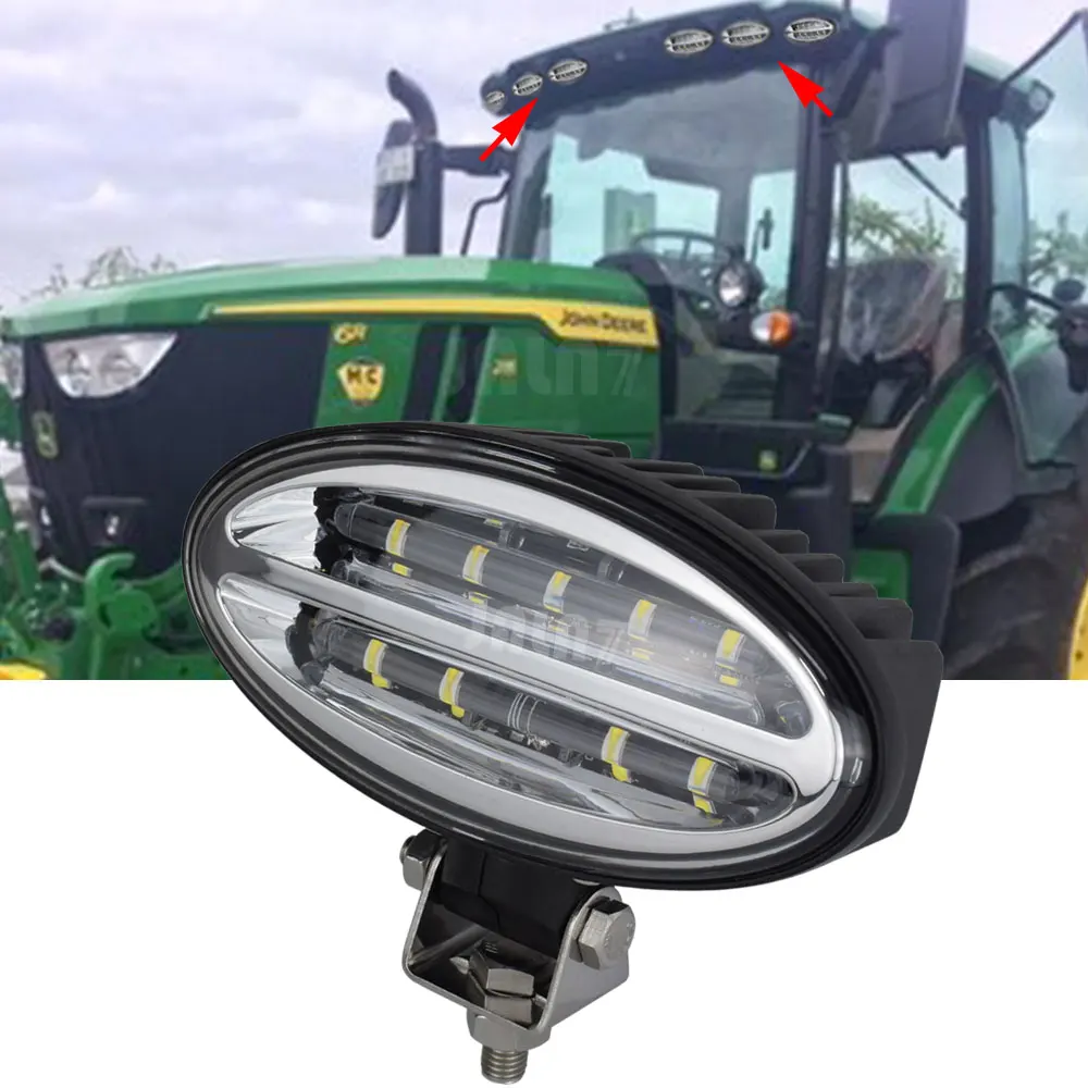 Luz LED JALN7 ovalada de 6.7 pulgadas para tractor Deere 45W, versátil para trabajo, cosechadoras Buhler Massey Ferguson, recolectores de algodón, uso todoterreno