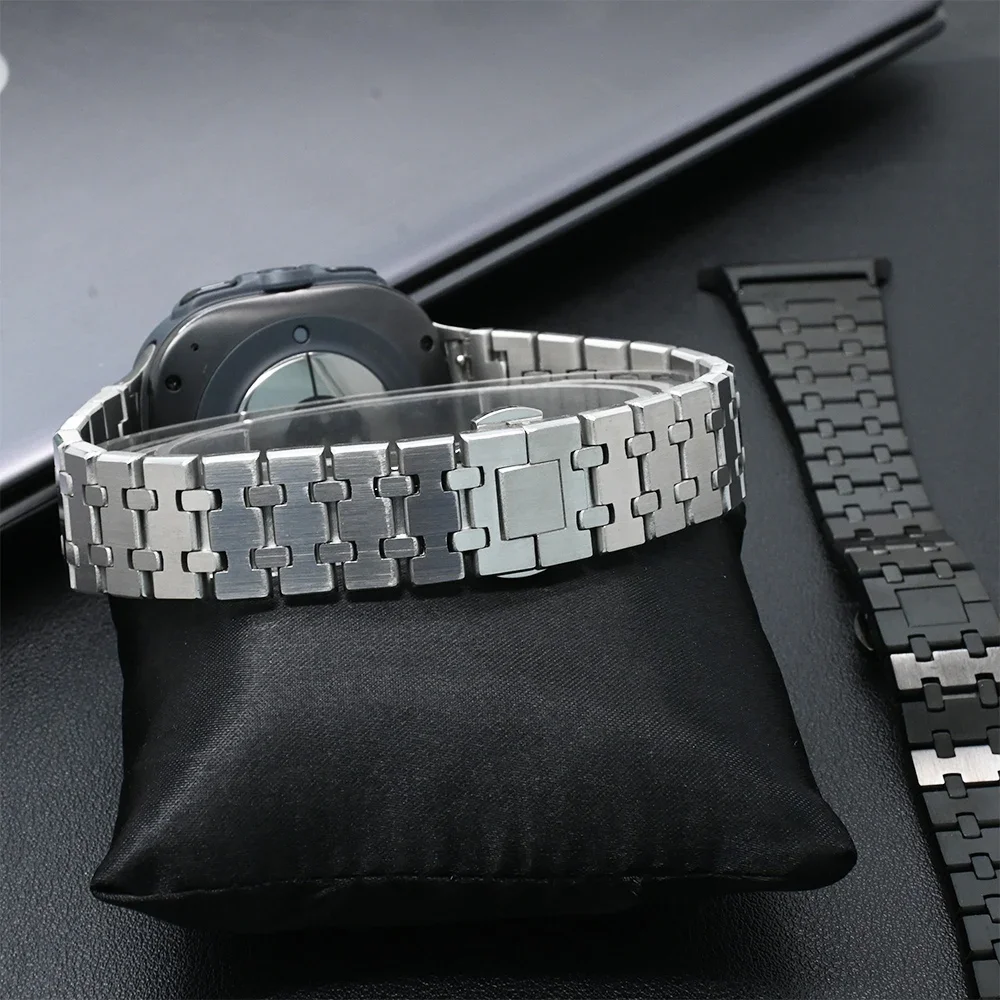 Correa de acero inoxidable para Samsung Galaxy Ultra2, pulsera de Metal de lujo de 47mm para Galaxy Watch 9/8/8 Classic 40/44/46mm, correa para hombre