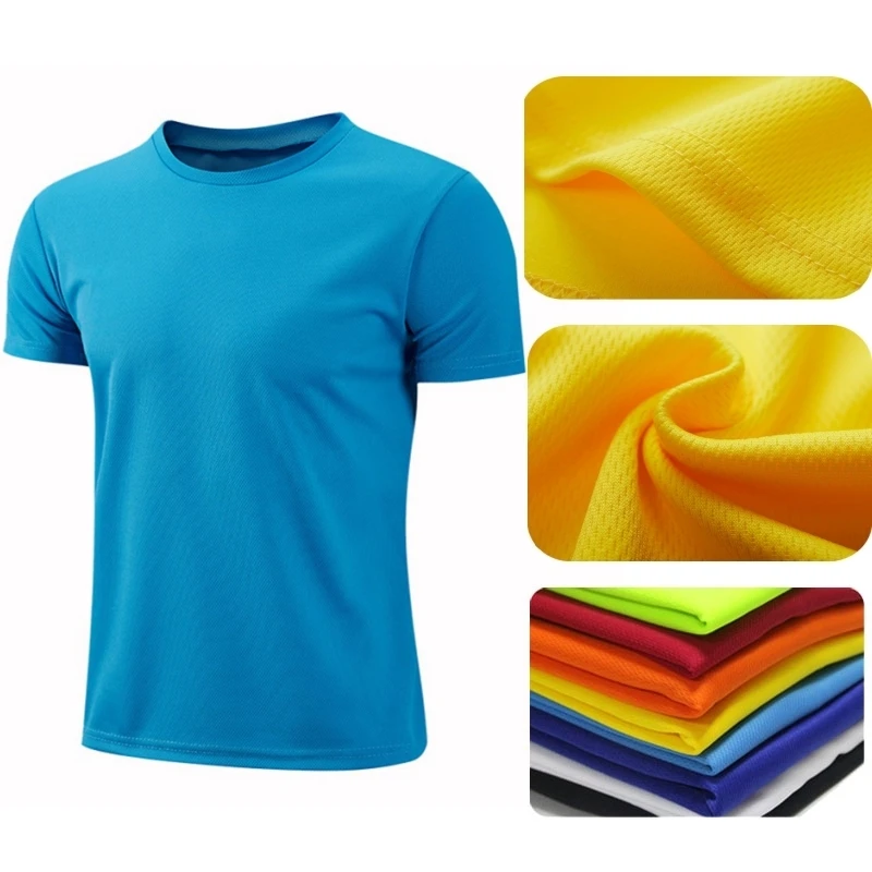 Camiseta deportiva de manga corta de secado rápido para hombre y mujer, camisetas de gimnasio, camiseta de entrenamiento para correr, ropa deportiva transpirable para adolescentes