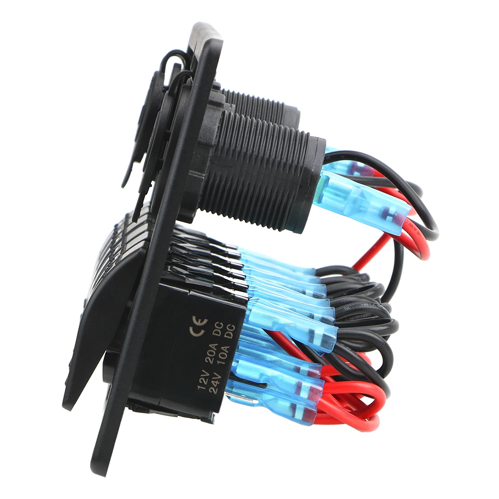 Panel de interruptor basculante de 6 entradas con ranura USB Dual de 4,2 A, pantalla de voltaje Digital para barco marino, coche, vehículos Rv, camión, yate