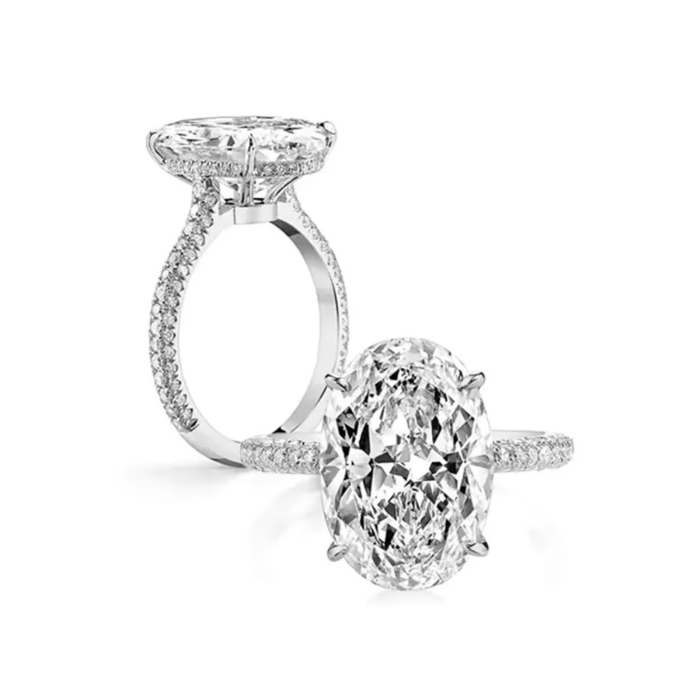 GXTRS-Anillo de moissanita de lujo de 8 quilates con corte ovalado, plata S925 para mujer, banda de boda de diamante de laboratorio brillante, certificado de joyería fina