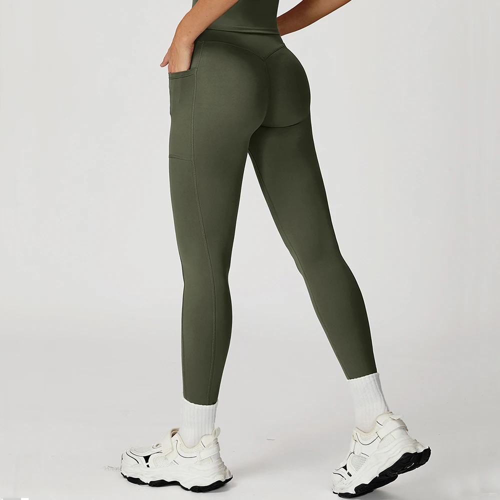 Mallas de Yoga con cintura cruzada para mujer, pantalones de gimnasio sexys de cintura alta, mallas de levantamiento de glúteos, ropa deportiva para mujer, ropa deportiva