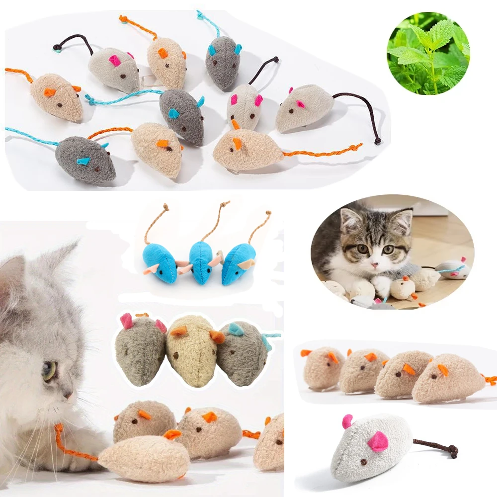 3-200 Piezas Juguetes de Ratón con Sonajero para Gatos, También Juguetes Interactivos de Piel Sintética Prellenados con Hierba Gatera, Juguetes de Hierba Gatera para Gatos, Productos para Mascotas