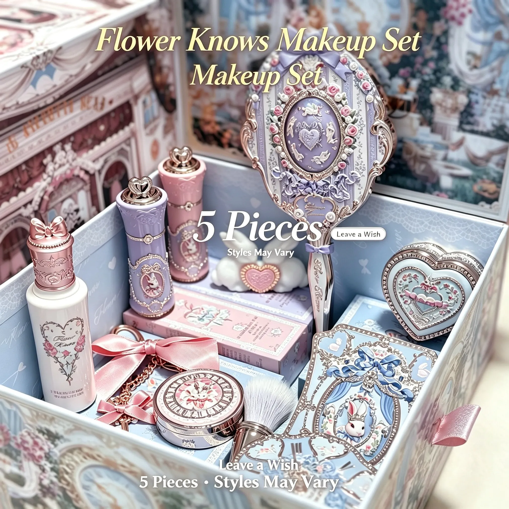 Flower Knows - Set de Regalo de Maquillaje Completo de 5 Piezas, Brillo Labial, Sombra de Ojos, Rubor, Iluminador, Cosmético Diario para Mujer, Regalo de Cumpleaños o Festividades