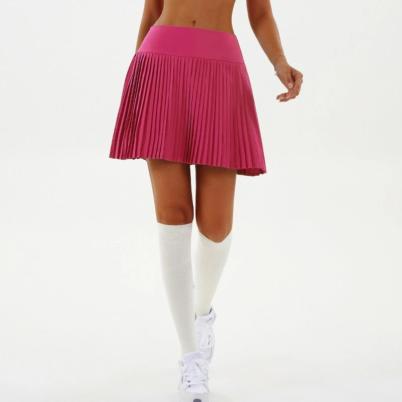 Falda plisada de tenis de cintura alta para mujer con forro interior cintura alta diseño de doble capa deporte Sexy Fitness pantalones cortos de Yoga baile