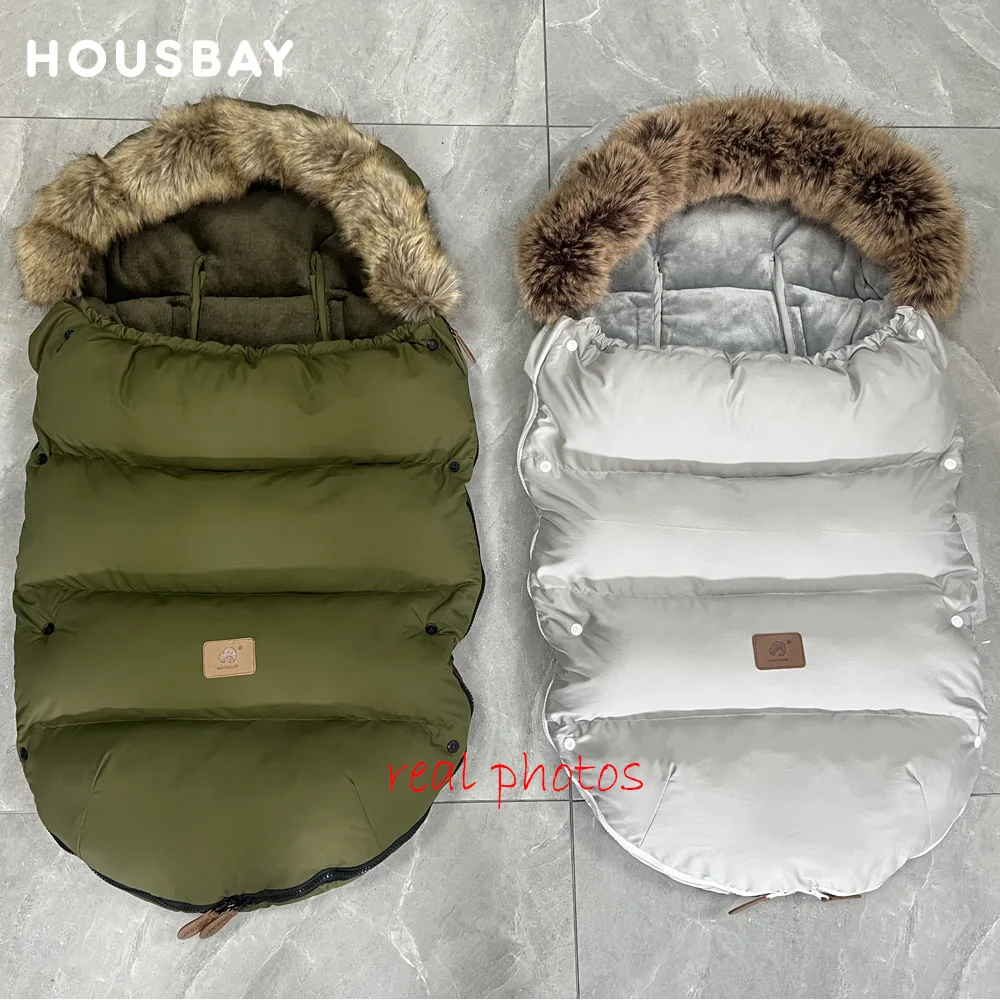 Cochecito chanfrera para exteriores, invierno, bebé cálido en cochecito, extraíble, más grueso, a prueba de viento, Cuello de piel, sobre para bebé, accesorios para cochecito