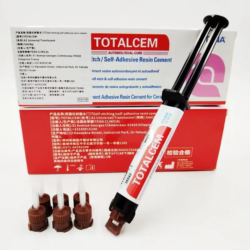 ITENA TOTALCEM Cemento de Resina de Doble Curado Autoadhesivo 8g - Adhesión Permanente para Coronas Dentales, Carillas e Incrustaciones