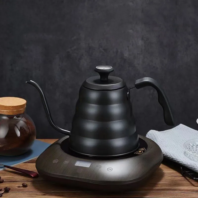 Cafetera de acero inoxidable con termómetro, cuello largo de cisne, alta capacidad, puede calentar café profesional hecho a mano