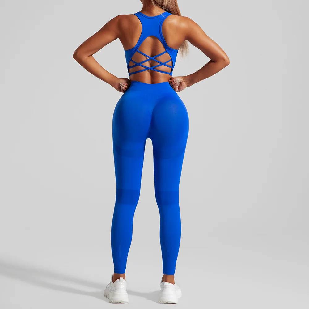 Conjunto de entrenamiento para mujer de 2 piezas, sujetador deportivo de alto impacto y polainas de cintura alta, traje de yoga fitness de secado rápido