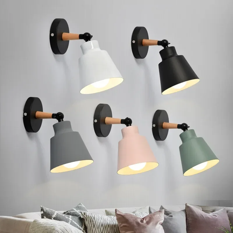 Lámpara de pared nórdica para dormitorio, lámparas de pared LED de madera maciza, lámpara de noche creativa minimalista para sala de estar, pasillo, iluminación decorativa