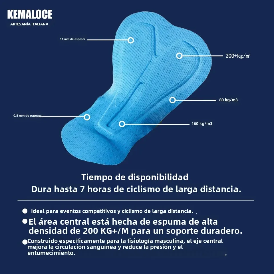 Pantalones Cortos de Ciclismo KEMALOCE para Hombre, 3/4, Azul/Negro/Gris, con Almohadilla de Gel 5D, Pantalones de Ciclismo MTB, de Alta Calidad, Secado Rápido
