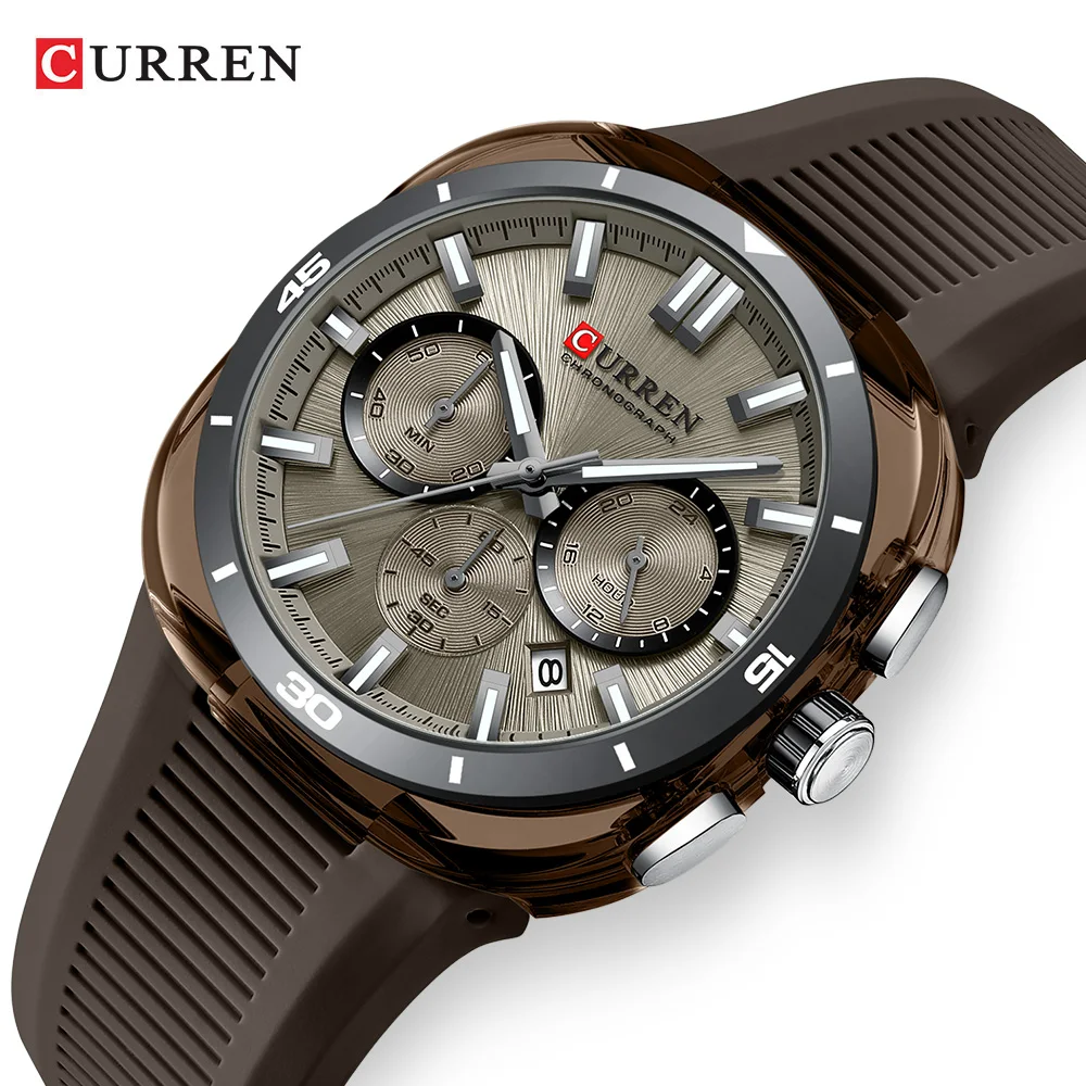 Relojes de Cuarzo CURREN 8502 Nuevos para Hombre, Cronógrafo, Calendario, Luminosos, Deportivos, Resistentes al Agua 30M, Correa de Silicona, Reloj de Pulsera para Hombre