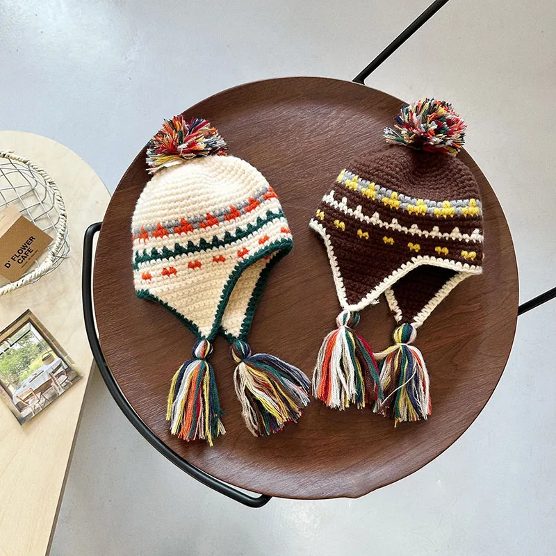 MILANCEL, gorros de punto Retro de invierno para niños, gorro cálido para niñas, gorros coloridos con protección para los oídos, gorros de Lei Feng para niños
