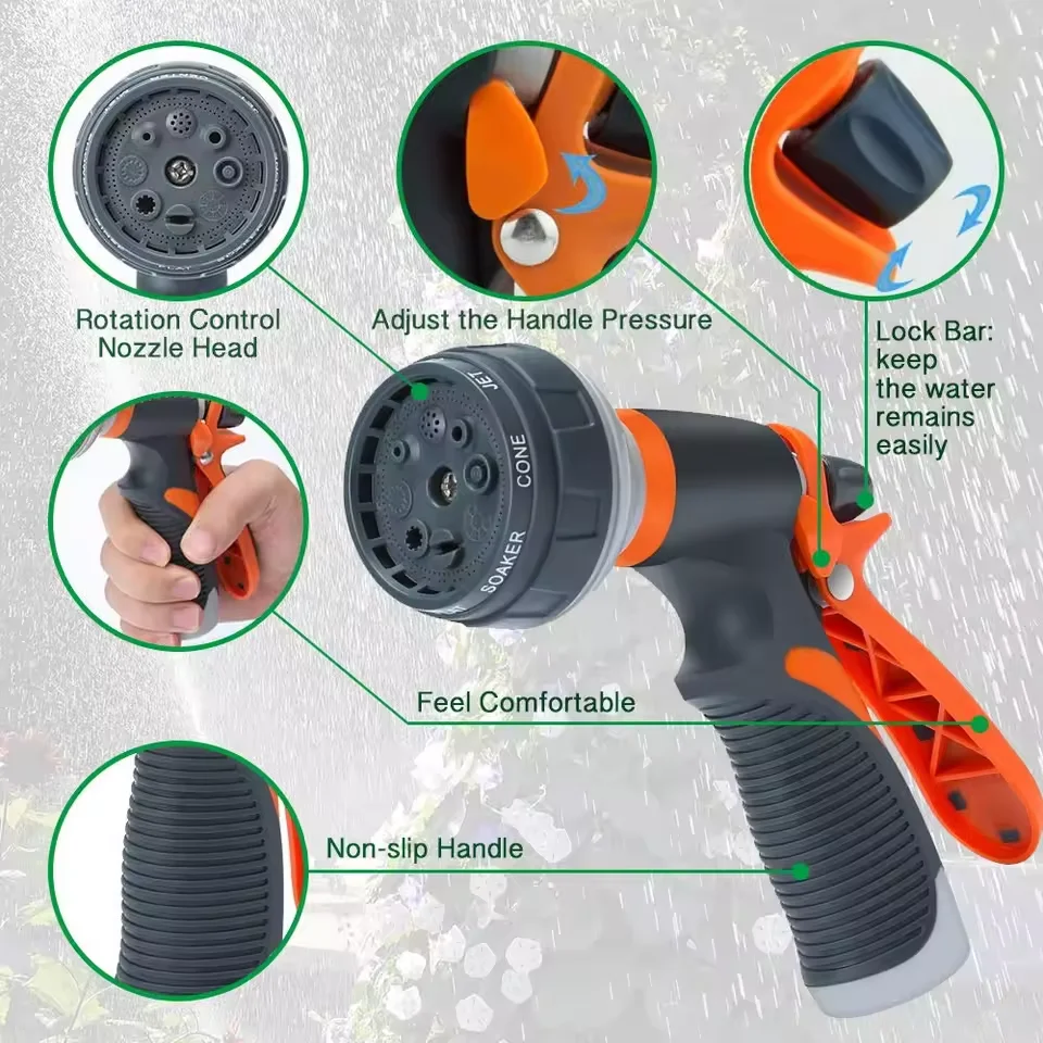 Spray de riego para el hogar, juego de pistola pulverizadora de jardín de alta presión, aspersor de lavado de coches en el suelo para riego de jardín