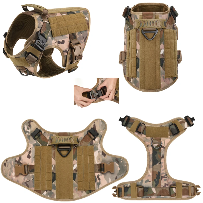 Chaleco militar táctico para mascotas pastor alemán Golden Retriever, juego de arnés y correa para perros de entrenamiento táctico para perros de todas las razas