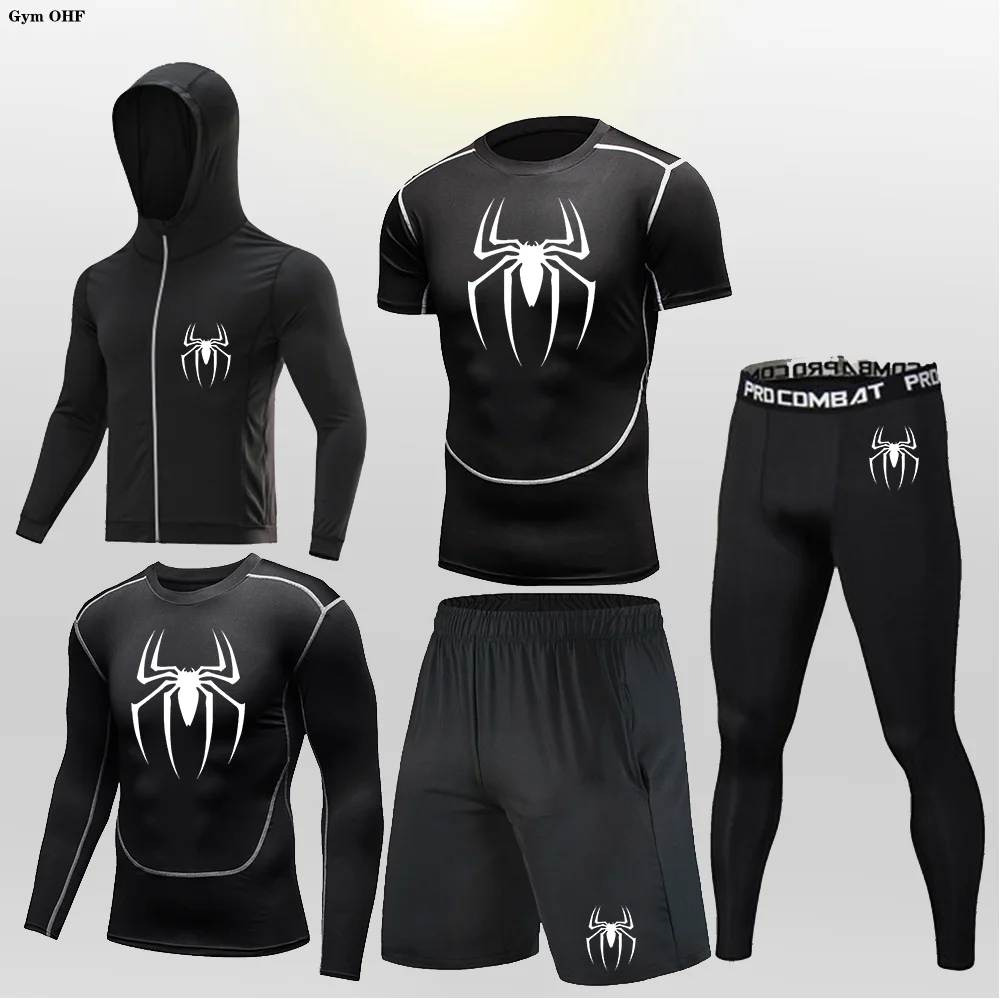 Ropa deportiva de superhéroe para hombre, ropa deportiva de secado rápido, Kit de entrenamiento, ropa interior deportiva de invierno, traje para correr para hombre, MMA Rashgard