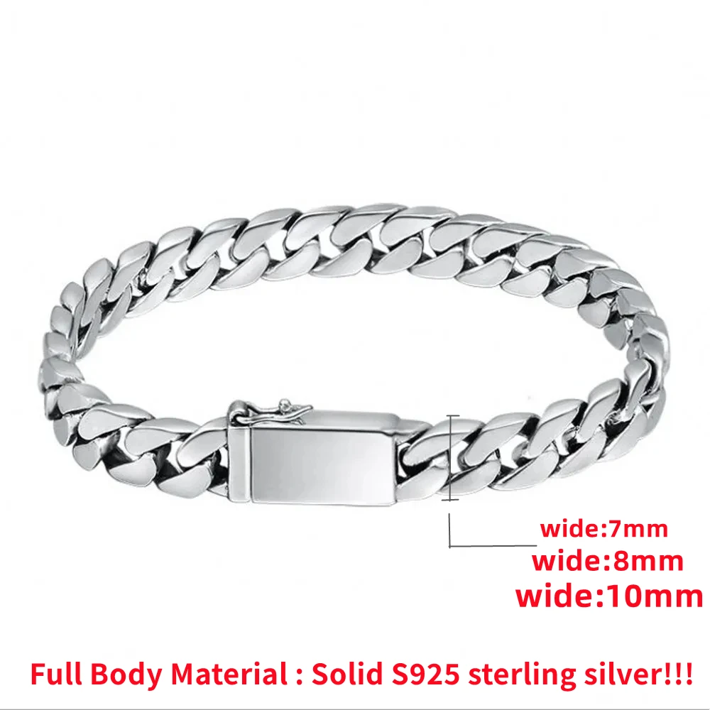 Pulsera 100% de plata esterlina S925 de 8MM, estilo punk, joyería de plata S925 que nunca se desvanece, con certificado de autenticidad, regalos de joyería para hombres y mujeres.