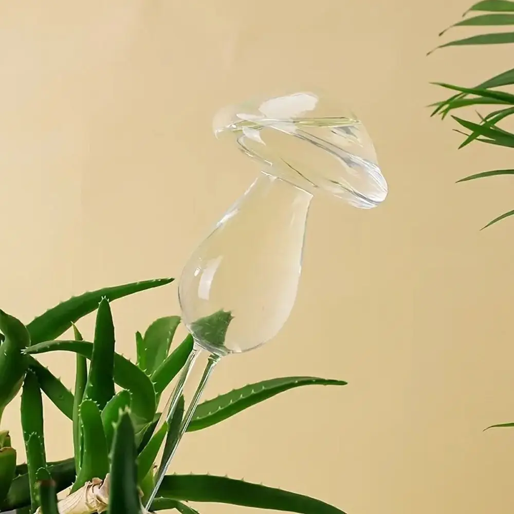 Globos de vidrio para riego de plantas, sistema de riego por goteo con forma de seta, arcoíris