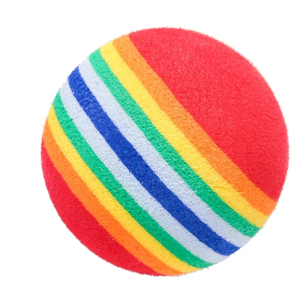 Pelota de juguete EVA de arcoíris para gatos, juego interactivo para perros y gatos, sonajero para masticar, pelota de EVA para rascar, pelotas de entrenamiento, suministros de juguetes para mascotas