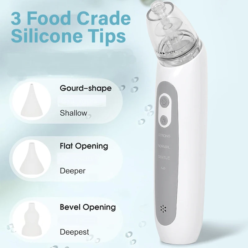 Aspirador Nasal Eléctrico para Bebés, Aspirador de Nariz Automático para Niños Pequeños con Música y 3 Puntas de Silicona