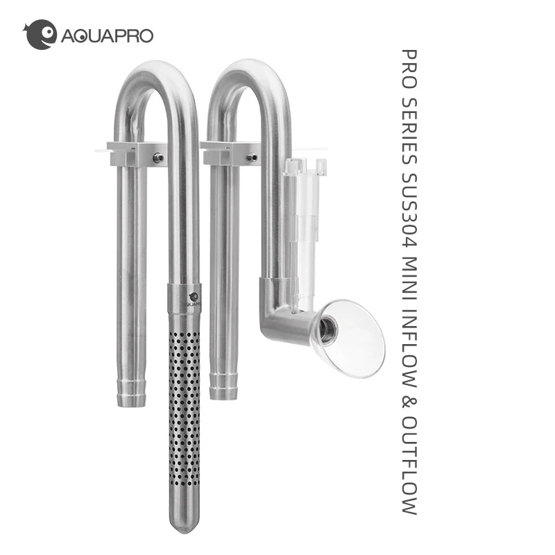 AQUAPRO-Mini tubos de espumadera de entrada y salida de acero inoxidable, filtración profesional, accesorios para acuario, peceras, suministros para pecera
