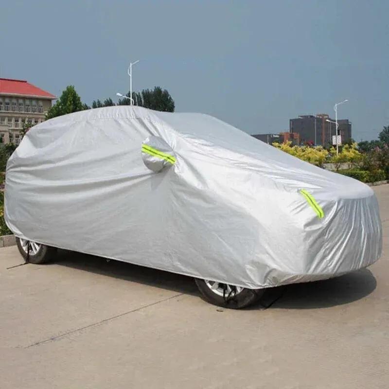 Cubierta Universal para coche y SUV/Sedán, impermeable al aire libre, sol, lluvia, nieve, protección UV, paraguas, S-XXL plateado