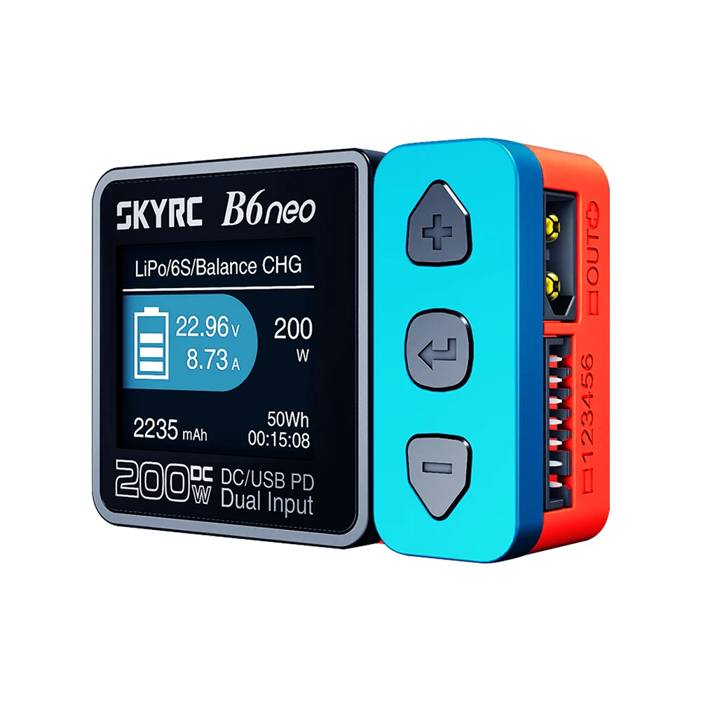 SkyRC B6 neo Cargador inteligente DC 200W PD 80W LiPo Cargador de equilibrio de batería SK- 100198   Descargador de cargador compacto 6S
