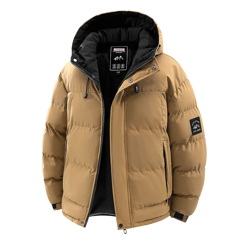 Nuevos Tops gruesos a prueba de viento para hombre, abrigos holgados y versátiles para exteriores, abrigos que mantienen el calor, Parka informal con capucha sólida a la moda para invierno para hombre
