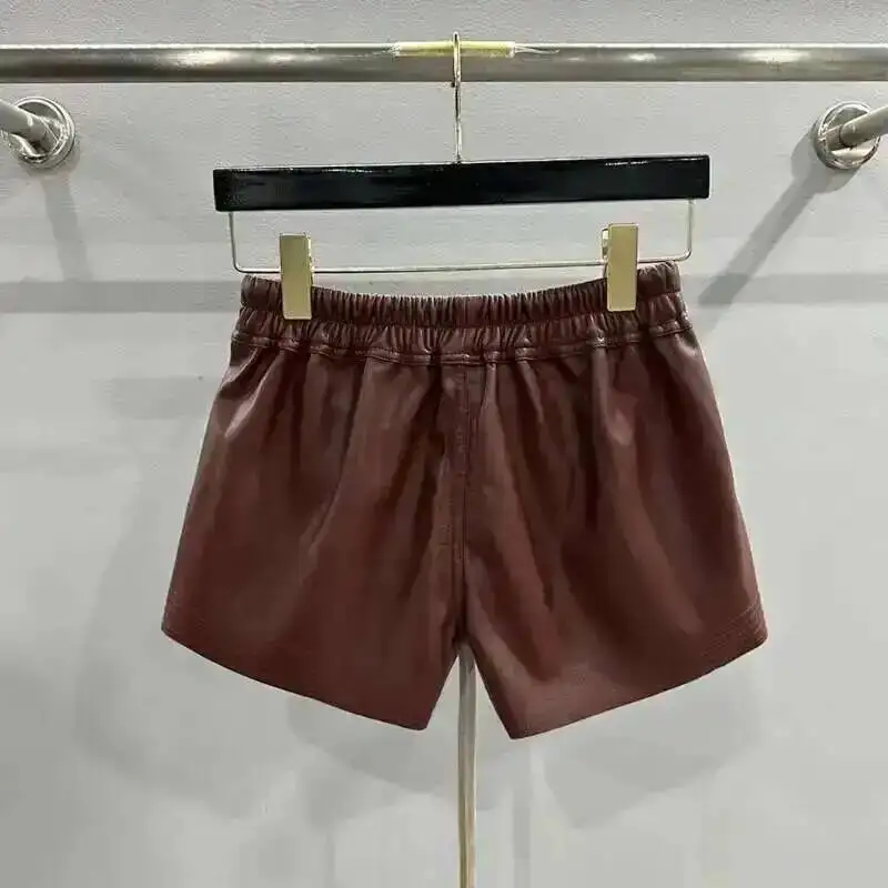 HKSH, pantalones cortos de cuero PU estilo Tide RO para mujer, ropa de calle, bolsillo de moda, cómodos, nuevos, versátiles, elegantes y oscuros, Capris Punk Y2K H2512