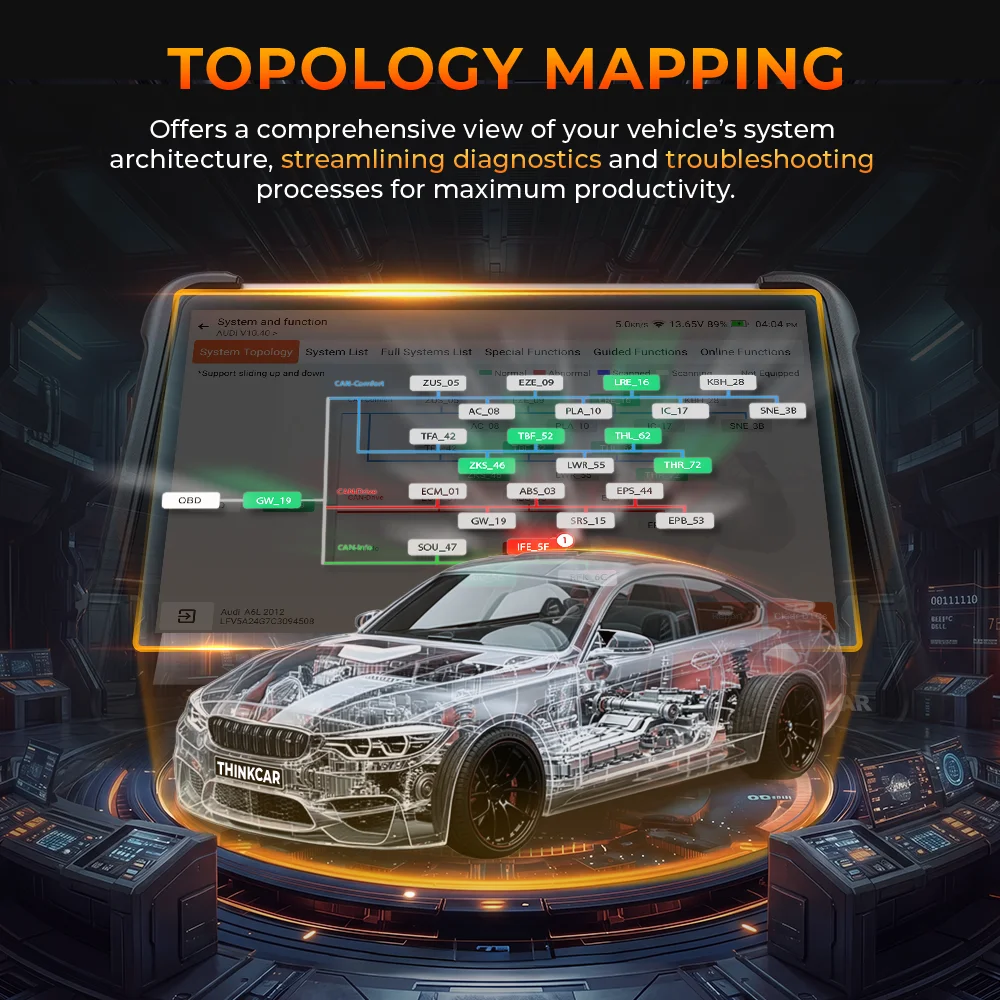 THINKCAR THINKSCAN 689BT PRO Programador de llaves con TKEY 101 Herramienta de diagnóstico automotriz con topología J2534 Escáner OBD2 bidireccional para automóviles Codificación de ECU CANFD DOIP 35 Reinicios Vida úti