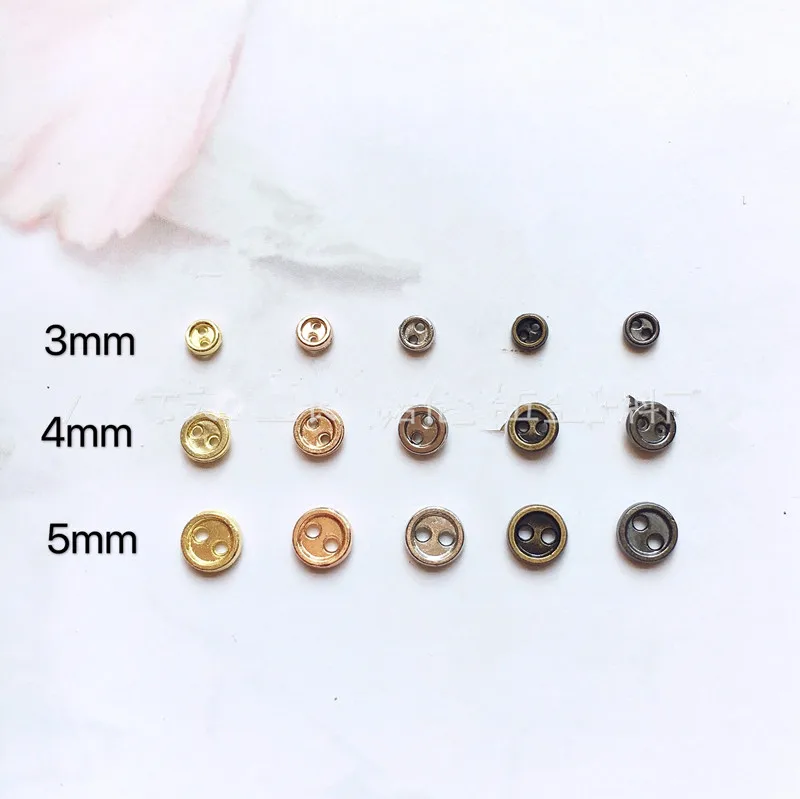 30 Uds Mini botones de Metal de 3-8mm para 1 ropa de muñeca hecha a mano hebillas redondas 2 agujeros botones para álbum de recortes accesorios de costura