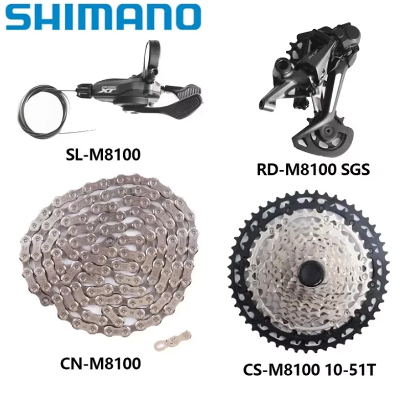 SHIMANO DEORE XT M8100 M8120 12s MTB bicicleta de montaña 12 velocidades Sunshine 45T 51T Cassette Shifter cadena desviadora trasera 4 Uds Set