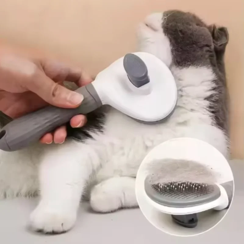 Peine para mascotas, peine de aguja de acero inoxidable, cepillo de limpieza para perros y gatos, depilación flotante, Limpieza del cabello, belleza, cuidado de la piel