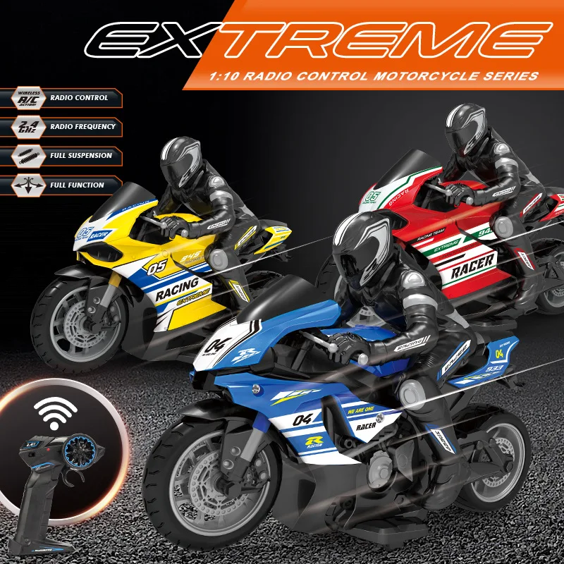 Motos RC 1:6 1:10 Motor eléctrico coches RC de alta velocidad 4CH Control remoto motocicleta de carreras coche de deriva niños regalo de Festival de Navidad