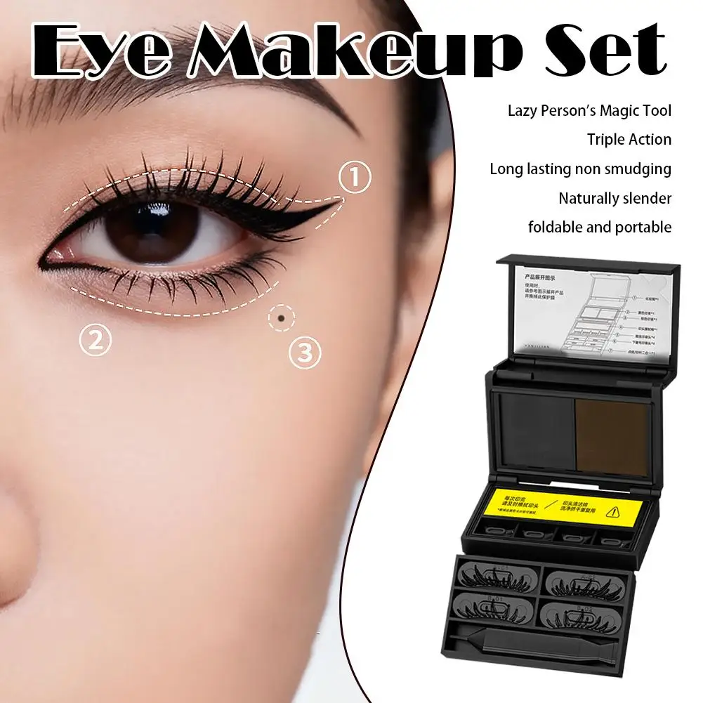 Set de Maquillaje de Ojos 3 en 1, Sello Portátil para Delineador y Puntos de Ojos, Aplicación Rápida, Resistente a Manchas, Herramientas de Maquillaje de Pestañas