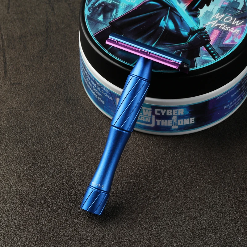 Set de Afeitado YAQI Blur Ghost 2.0 (Versión de Aluminio) Maquinilla de Afeitar Ligera con Jabón