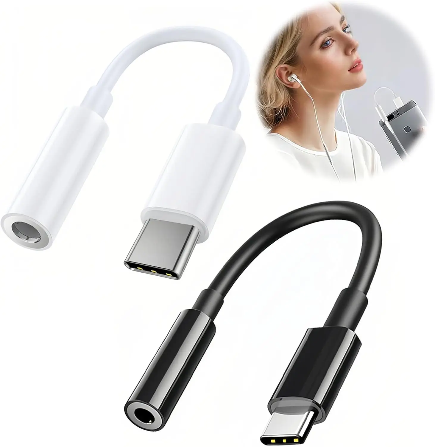 Adaptador USB C a Audio, tipo C a conector de auriculares hembra de 3,5mm Cable DAC de alta resolución, adaptador de Audio Digital Dongle Cable de auriculares convertidor