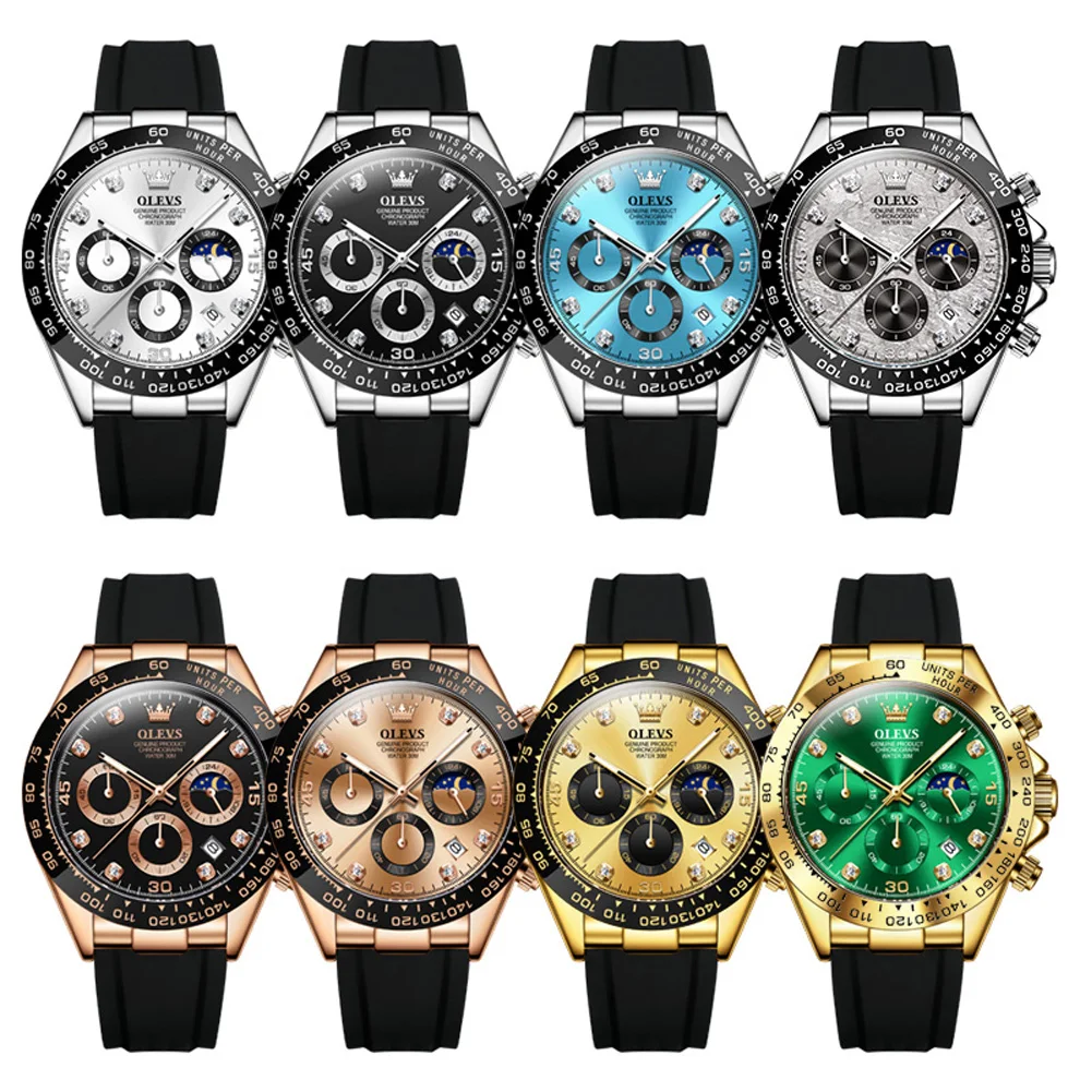 OLEVS-Reloj de lujo para hombre, cronógrafo de cuarzo, resistente al agua, luminoso, de pulsera, deportivo, 2875
