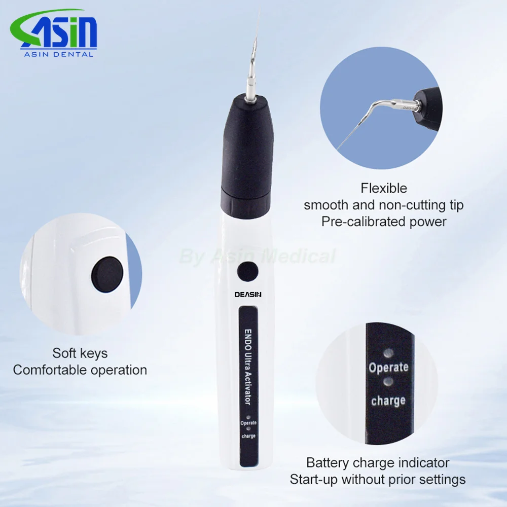 DEASIN Dental Endo Ultra activador Endo irrigador pieza de mano con 6 puntas 40-50Khz 1500mAh activador ultrasónico inalámbrico