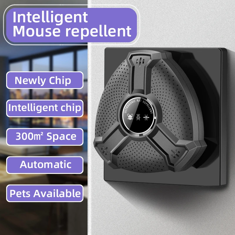 Repelente Ultrasónico Inteligente de Roedores de Alta Potencia, Anti Murciélagos y Ratones, para Hogar y Oficina, con Amplio Rango de Repelencia Física