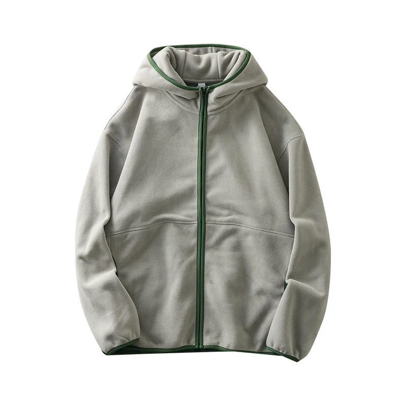 DUKEEN Sudadera con capucha de lana de doble cara para hombre, cortavientos cálidos de otoño e invierno, chaquetas antimicrobianas con cremallera 7A para hombre